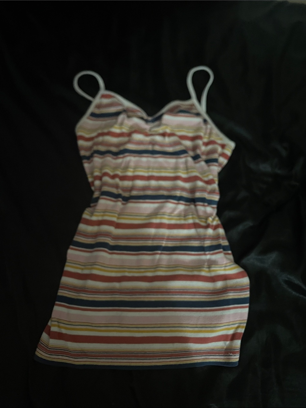 No Boundaries Striped Spaghetti Strap One-Piece in Pink, Navy & Yellow